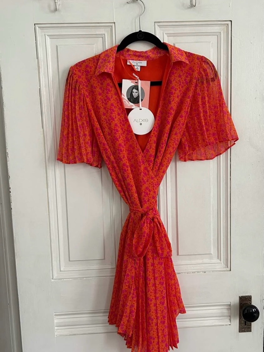 ALEXIS x TARGET Orange and Pink Floral Tie-Waist Wrap Dress